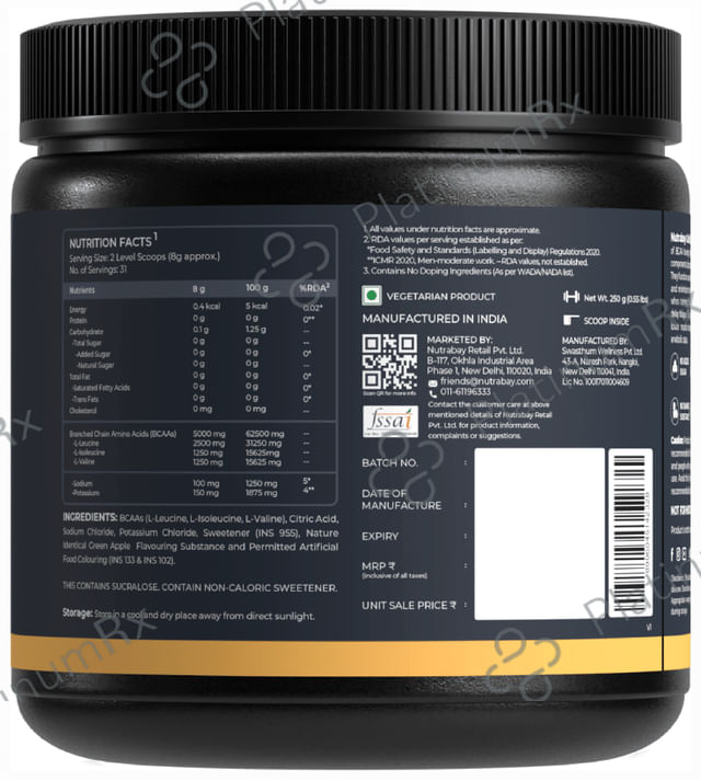 Nutrabay Gold 2:1:1 BCAA Green Apple