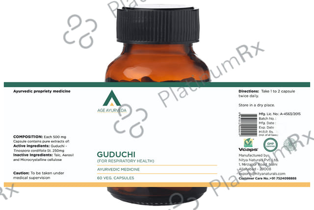 Age Ayurveda Guduchi 250mg Veg Capsule 60s