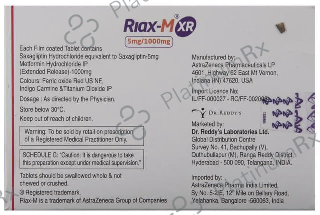Riax M XR 5mg/1000mg Tablet 7s