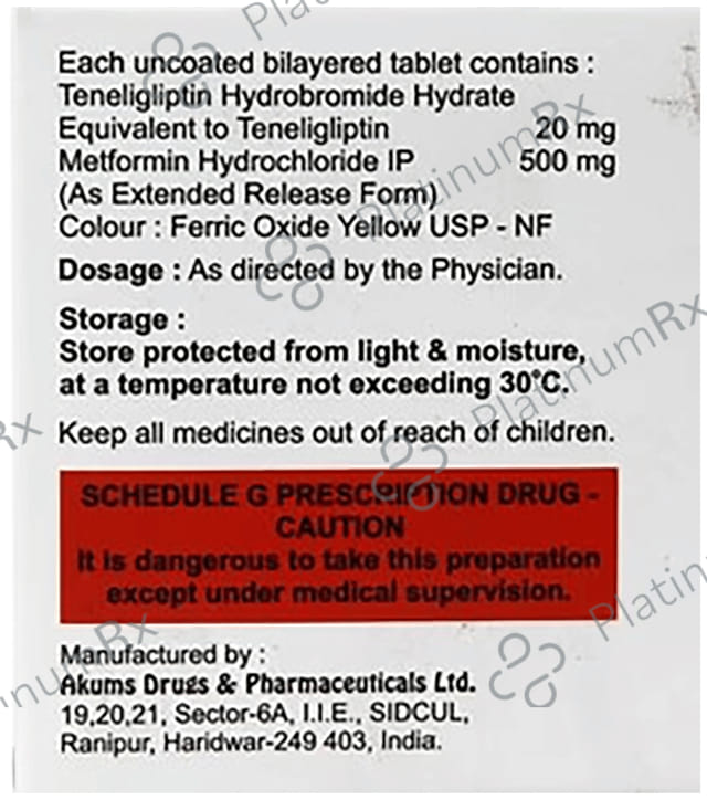 Teneliptin M 500mg/20mg Tablet