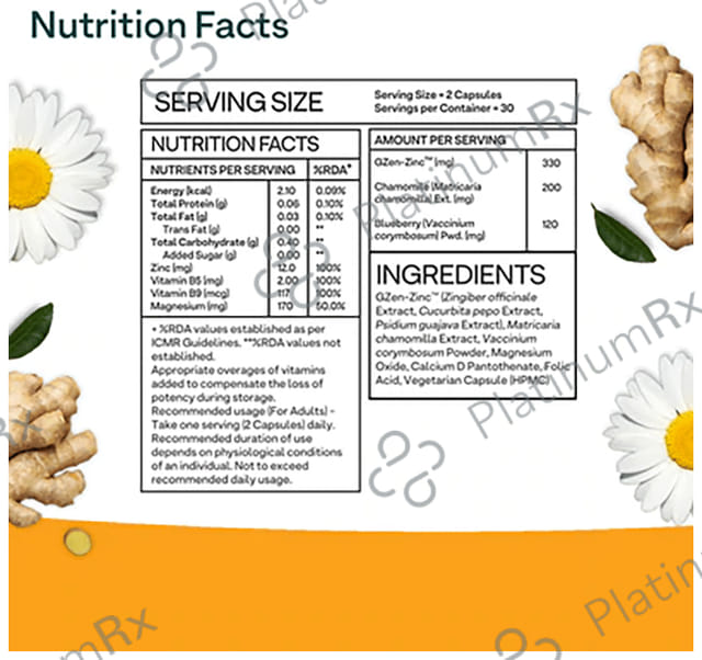 Oziva Plant Based Bettr.Zinc+ Capsule for Anti-Inflammation & Acne Control