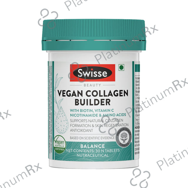 Swisse Beauty Vegan Collagen Builder - With Biotin & Vitamin C for Skin & Antioxidant Benefits - Tablet