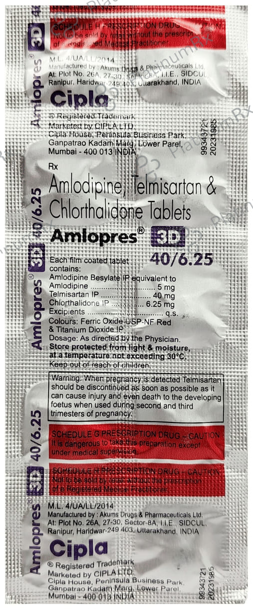 Amlopres 3D 40/6.25mg Tablet 10s