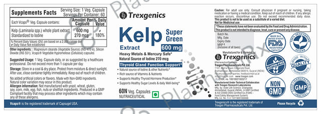 Trexgenics Kelp Super Green 600mg Veg. Capsules