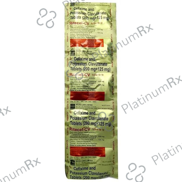 Rite O Cef CV 200mg/125mg Tablet