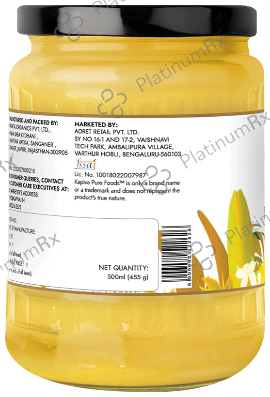 Kapiva A2 Desi Pure Foods 100% Organic Cow Ghee - Good Fats for Healthy Heart