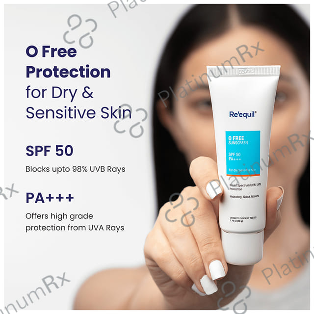 Re'equil O Free Sunscreen SPF 50 PA+++ Cream 50gm