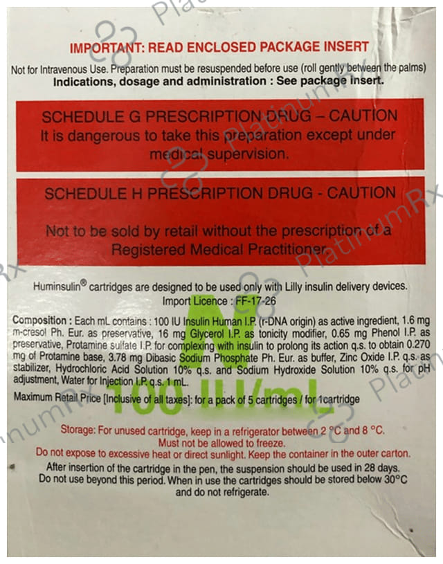 Huminsulin N (100 IU/ml) (1*3ml Refill Cartridge / Injection)