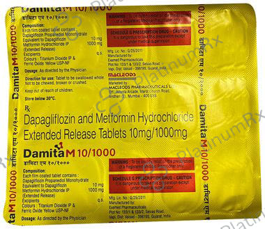 Damita M 10/1000mg Tablet ER 15s