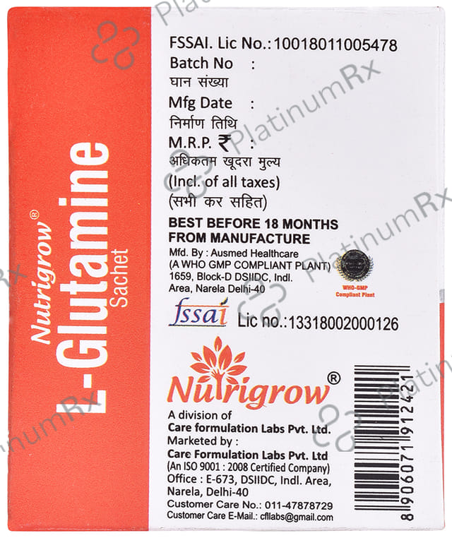 Nutrigrow L-Glutamine Sachet (7gm Each)