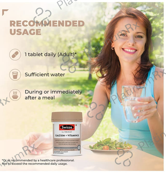 Swisse Ultiboost Vegan Calcium + Vitamin D - Tablet for Healthy Bones & Muscles
