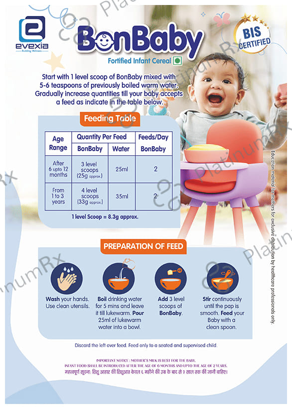Evexia Bonbaby Fortified Infant Cereal (6 Month Onwards) - Rice and Dal