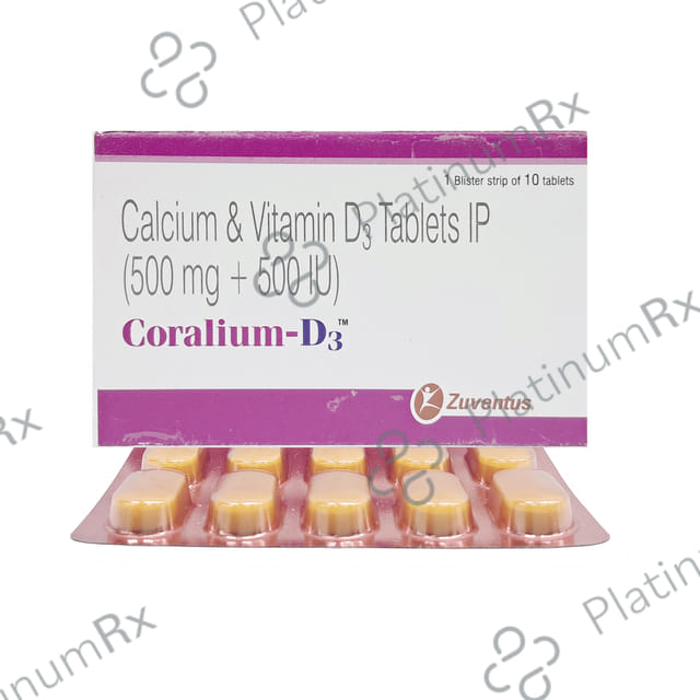 Coralium D3 500mg/500IU Tablet 10s