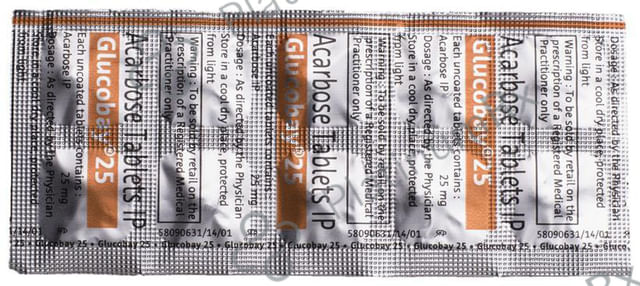 Glucobay 25mg Tablet 10s