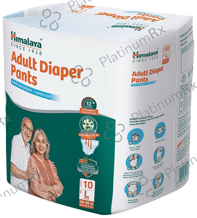 Himalaya Adult Diaper Pant with Natural Odour Lock and Antibacterial Absorbent Core Large 10s
