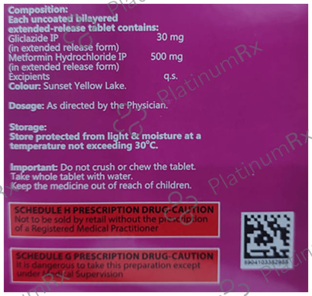 Glizid M XR 30/500mg Tablet 15s