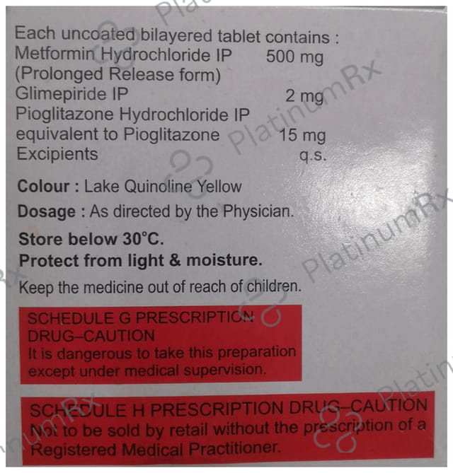 Jubiglim Trio 2 2/500/15mg Tablet PR 15s