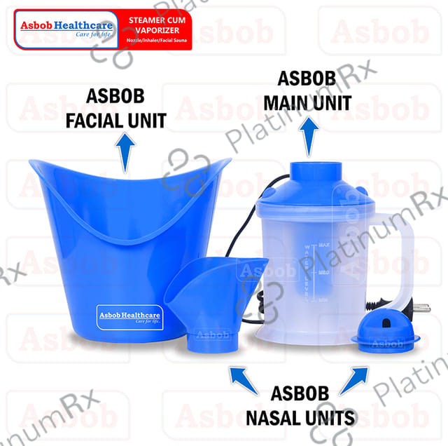 Asbob Healthcare 3 in 1 Vaporizers, Steamer, Steam Inhaler, Facial Steamer for Cold and Cough Blue