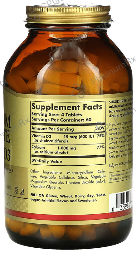 Solgar Calcium Citrate with Vitamin D3 Tablet