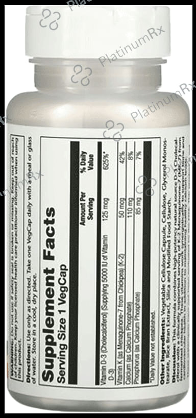 Solaray Vitamin D3+K2 Vegicap - For Bone Strength