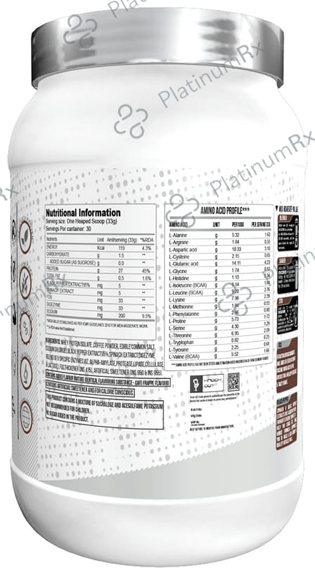 Knockout 100% Isolate Whey Isozime Powder Cafe Frappe with Free Shaker