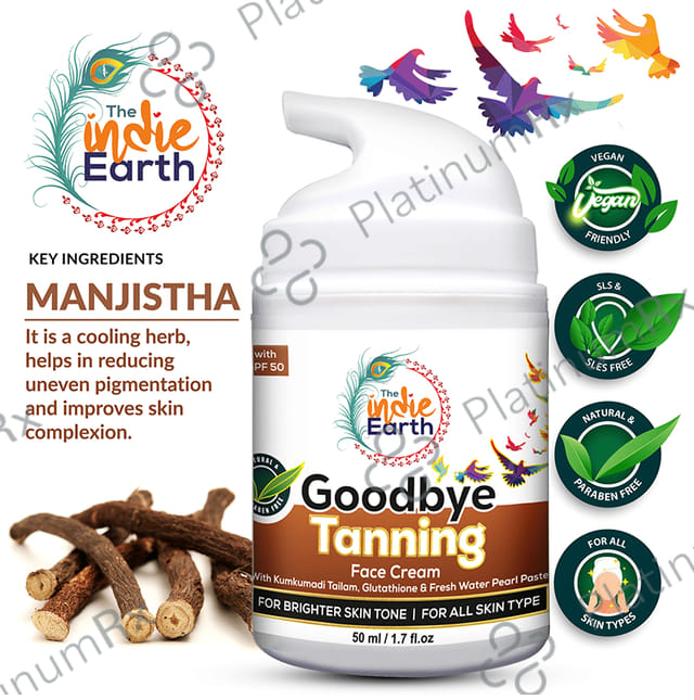 The Indie Earth Goodbye Tanning SPF 50 Face Cream 50ml