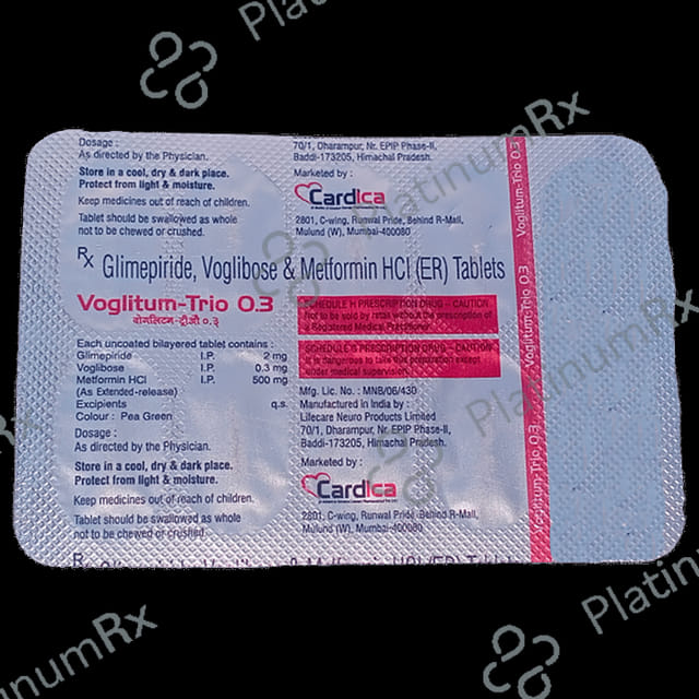 Voglitum Trio 0.3/2/500mg Tablet ER 10s