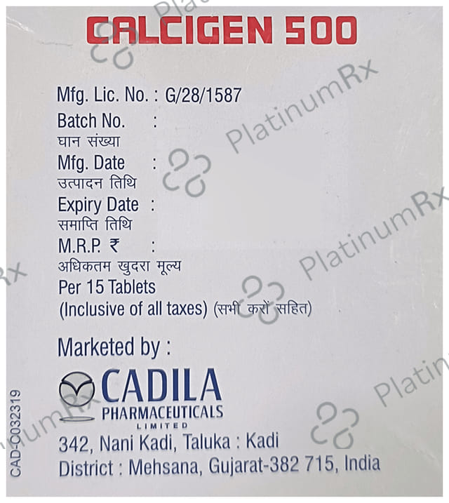 Calcigen 500 mg Tablet