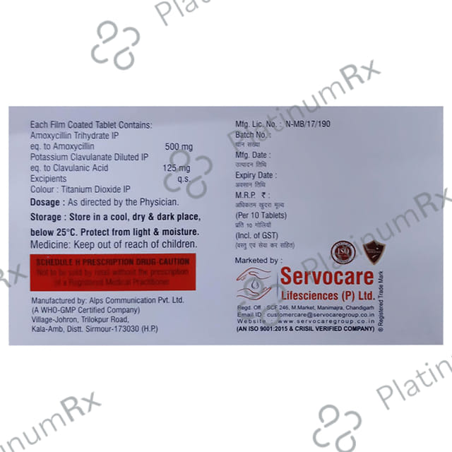 Clavitrax 500/125mg Tablet 10s