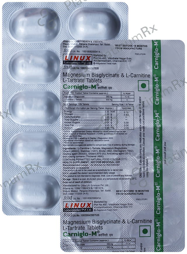 Carniglo M 500/350mg Tablet 10s