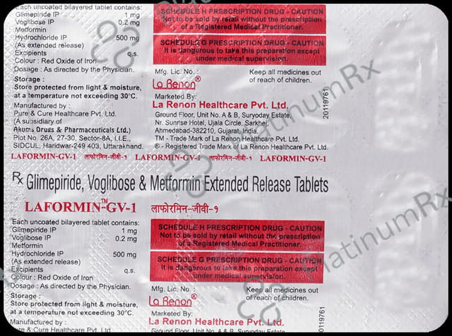 Laformin GV 1/500/0.2mg Tablet ER 10s