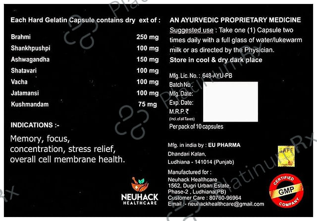 Neuhack Smriti Memory Booster Capsule 100 capsules