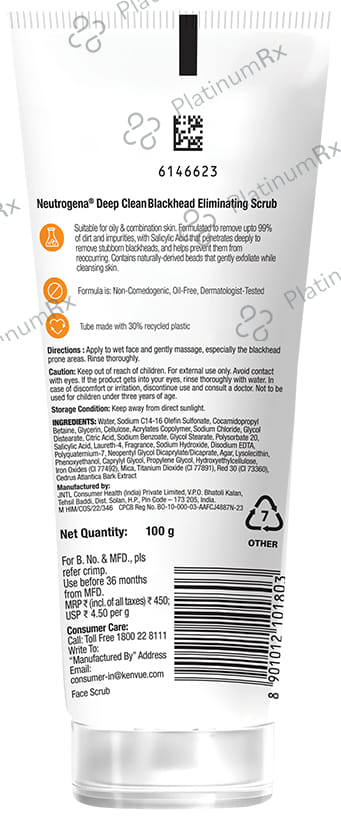 Neutrogena Deep Clean Blackhead Eliminating Daily Scrub 100gm