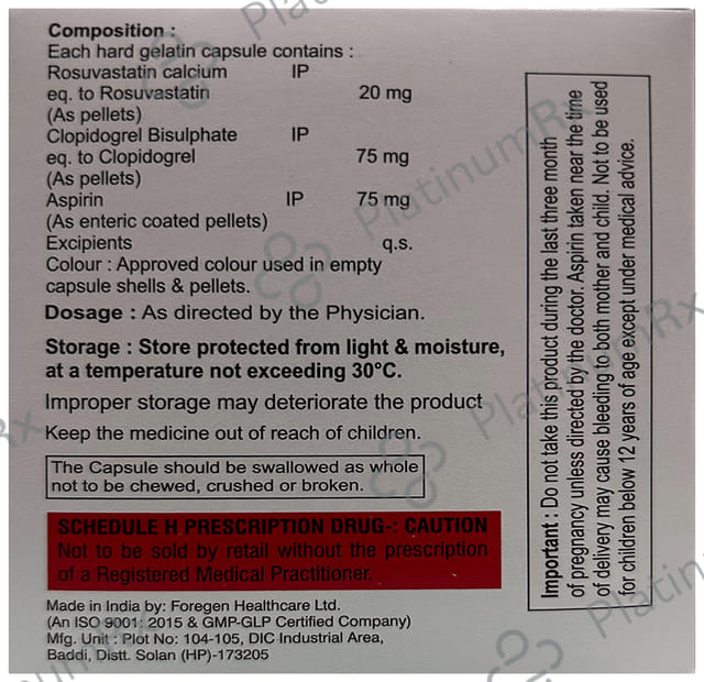 Xarostat Gold 20 Capsule