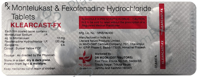 Klearcast 120/10mg FX Tablet 10s