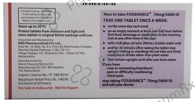 Fosavance 70 mg/5600 IU Tablet
