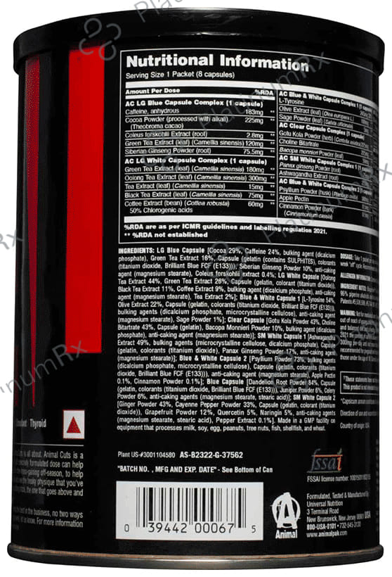 Universal Nutrition Animal Cuts with Fat Burning Formula - Capsule