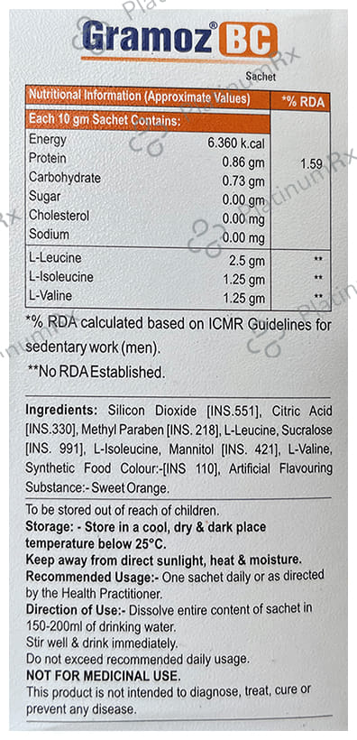Gramoz BC Sachet Orange Sugar Free & Gluten Free