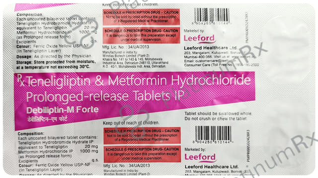 Debiliptin M Forte 20/1000mg Tablet PR 10s