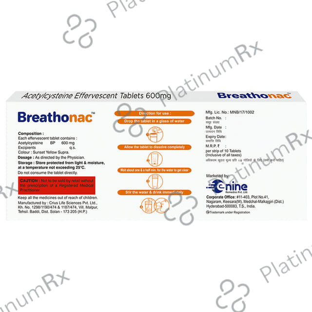 Breathonac Effervescent Tablet Orange Sugar Free