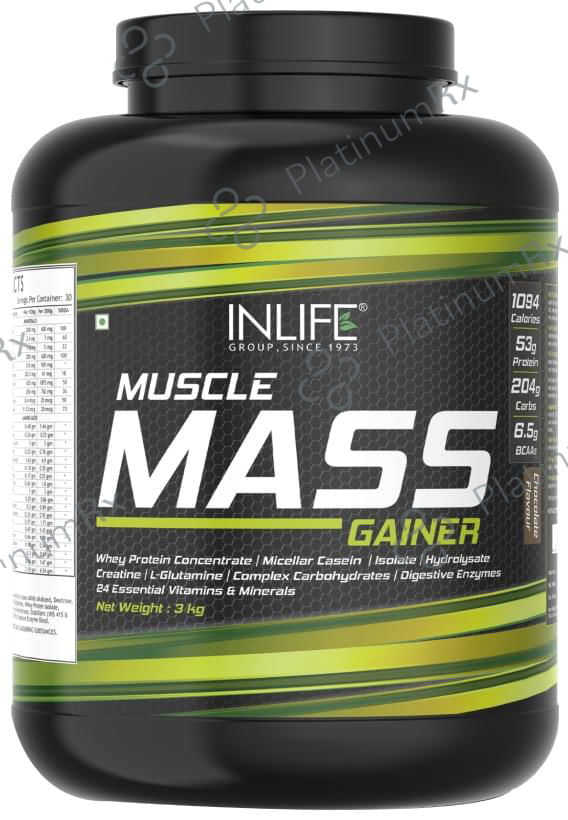 Inlife Muscle Mass Gainer Protein Powder with Whey Protein Chocolate 3 kg