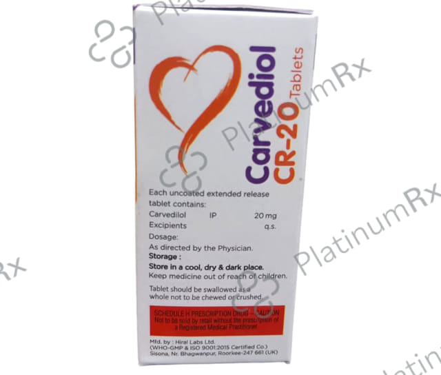 Carvediol CR 20mg Tablet ER 10s