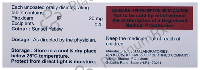 Prioxcan 20mg Tablet MD 10s