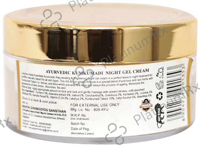 Luxurious Natal Essentials Ayurevedic Kumkumadi Night Gel Cream Sulphate Free Paraben Free