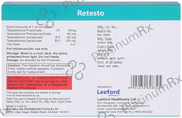 Retesto 250mg Injection 1ml