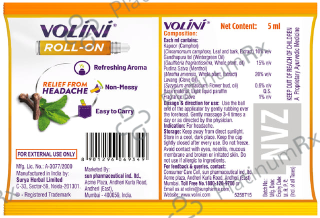 Volini Roll On With Clove & Mint 5ml