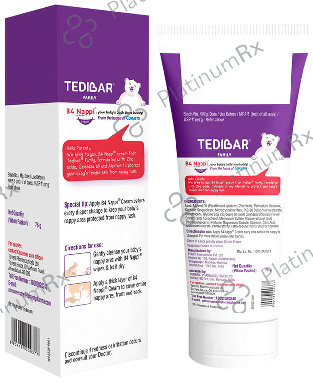 B4 Nappi Diaper Rash Cream For Babys Tender Skin 75gm