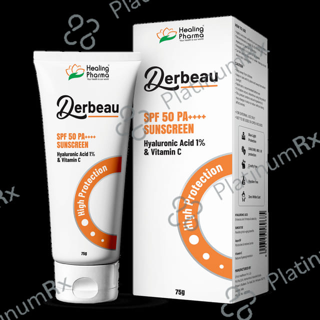 Derbeau SPF 50 PA++++ Sunscreen with Hyaluronic Acid 1% & Vitamin C 75gm