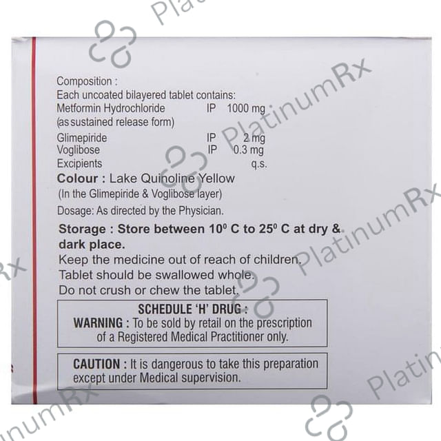Glimisave MV2 Forte 2/1000/0.3mg Tablet SR 15s