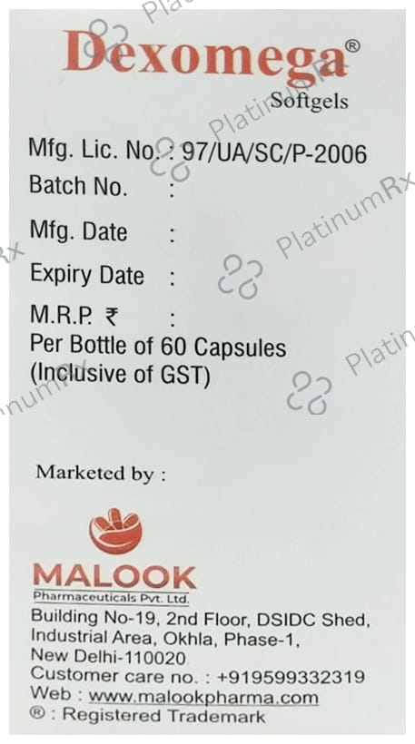 Dexomega Omega 3 Fatty Acids Soft Gelatin Capsule 60s